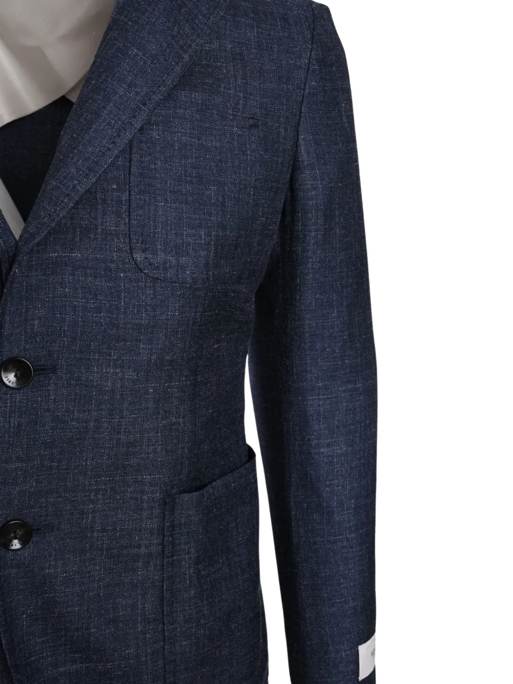 Agnona Linen Single-breasted Blazer In Blue