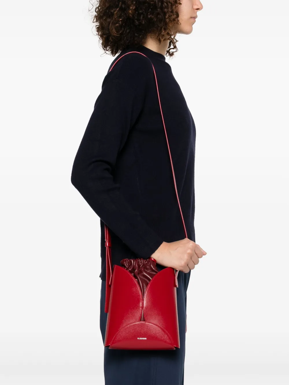 Jil Sander Curve kleine crossbodytas - Rood