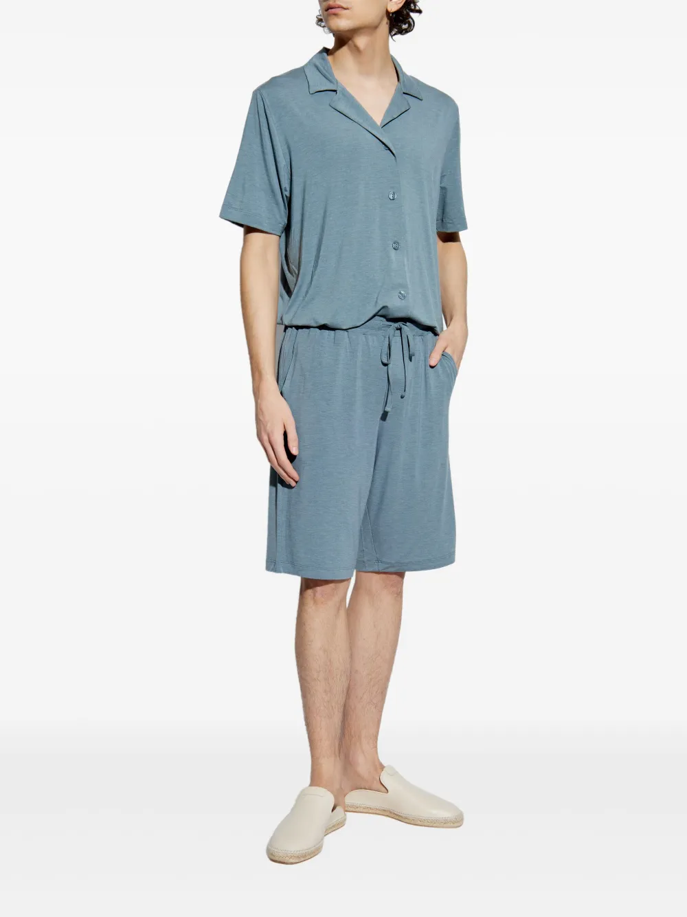 Hanro Henley loungewear set - Blauw