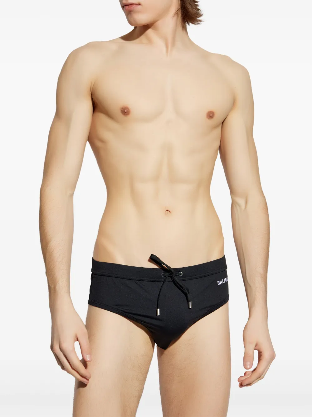 Balmain logo-embroidered swim briefs - Zwart