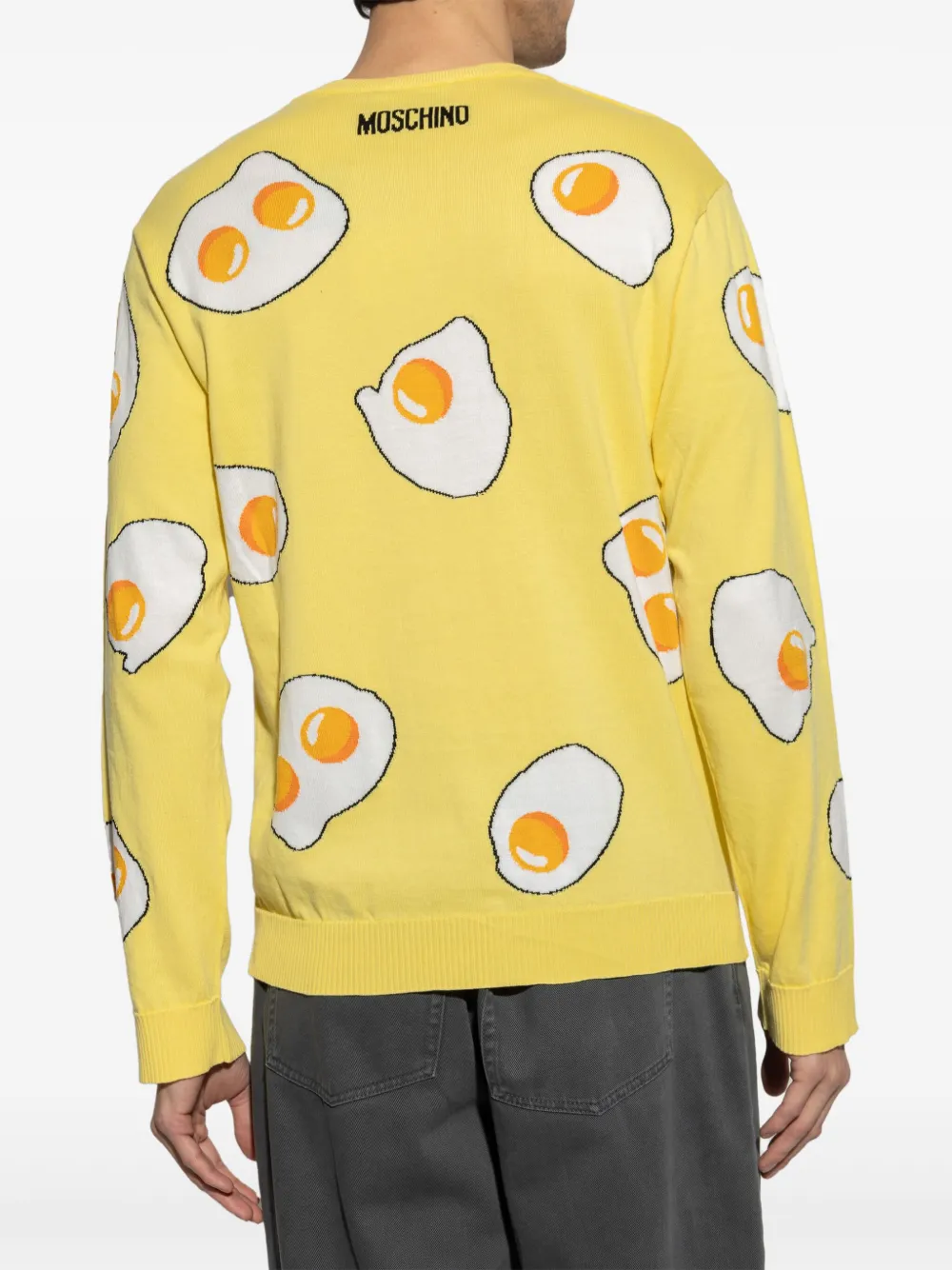 Moschino Trui met ei-patroon Geel