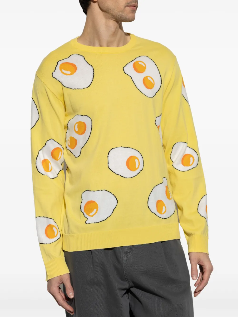 Moschino Trui met ei-patroon Geel