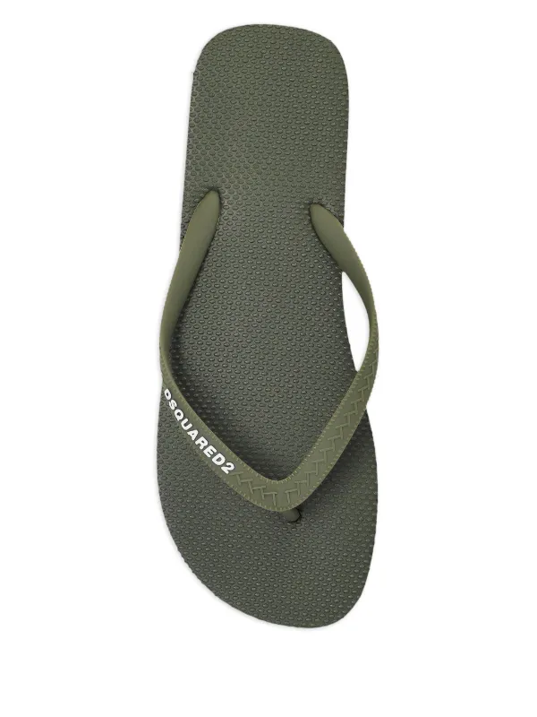 DSQUARED2 logo-embossed Flip Flops | Green | FARFETCH