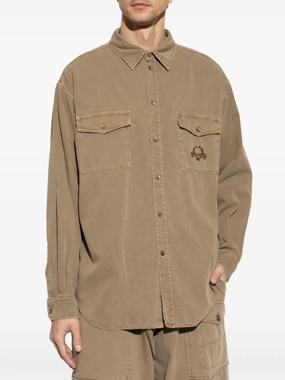 Moschino Overhemd met geborduurd logo Beige