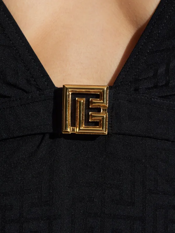 Balmain monogram-pattern Swimsuit | Black | FARFETCH