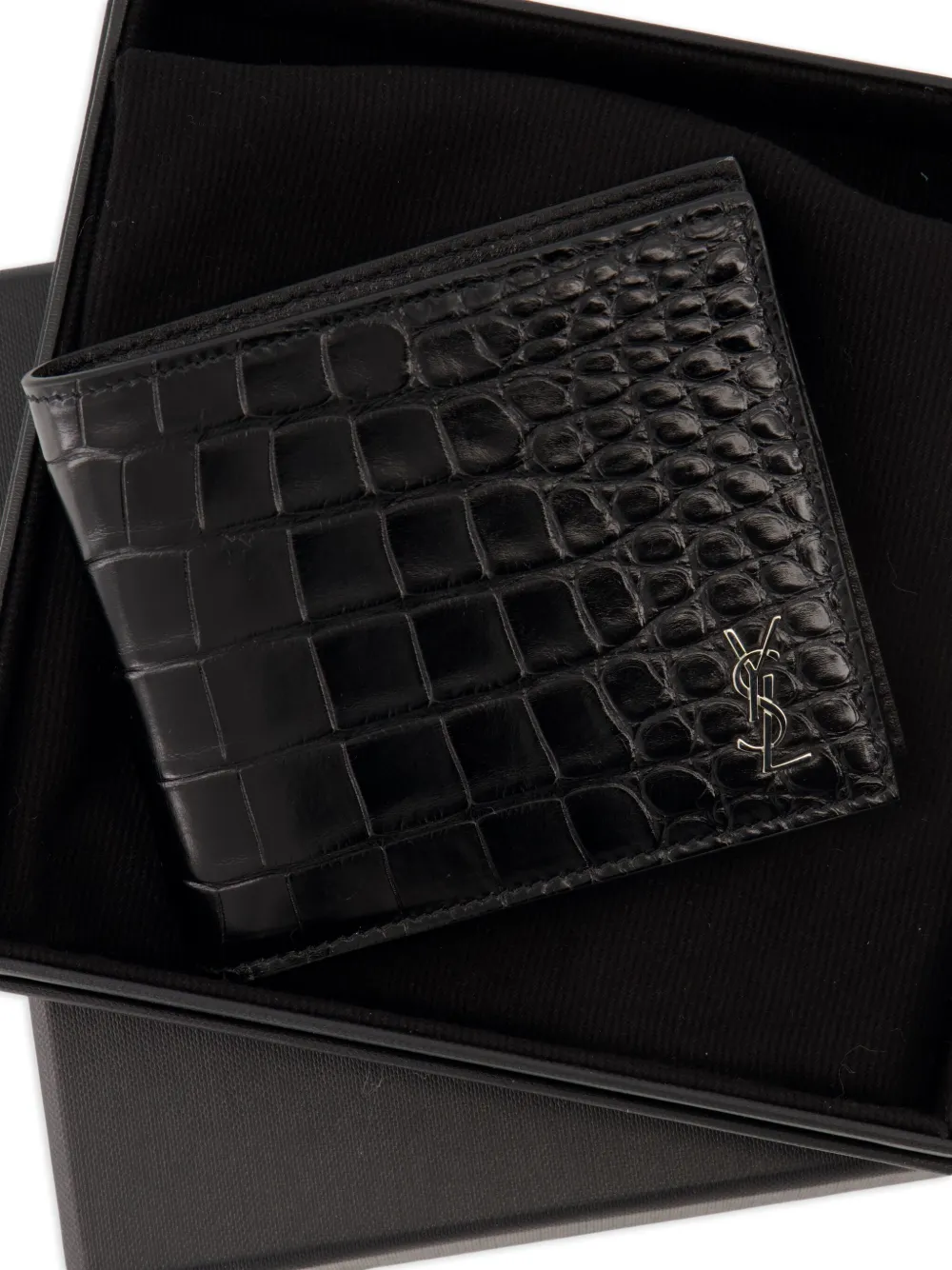 Saint Laurent Cassandre leren armband Zwart