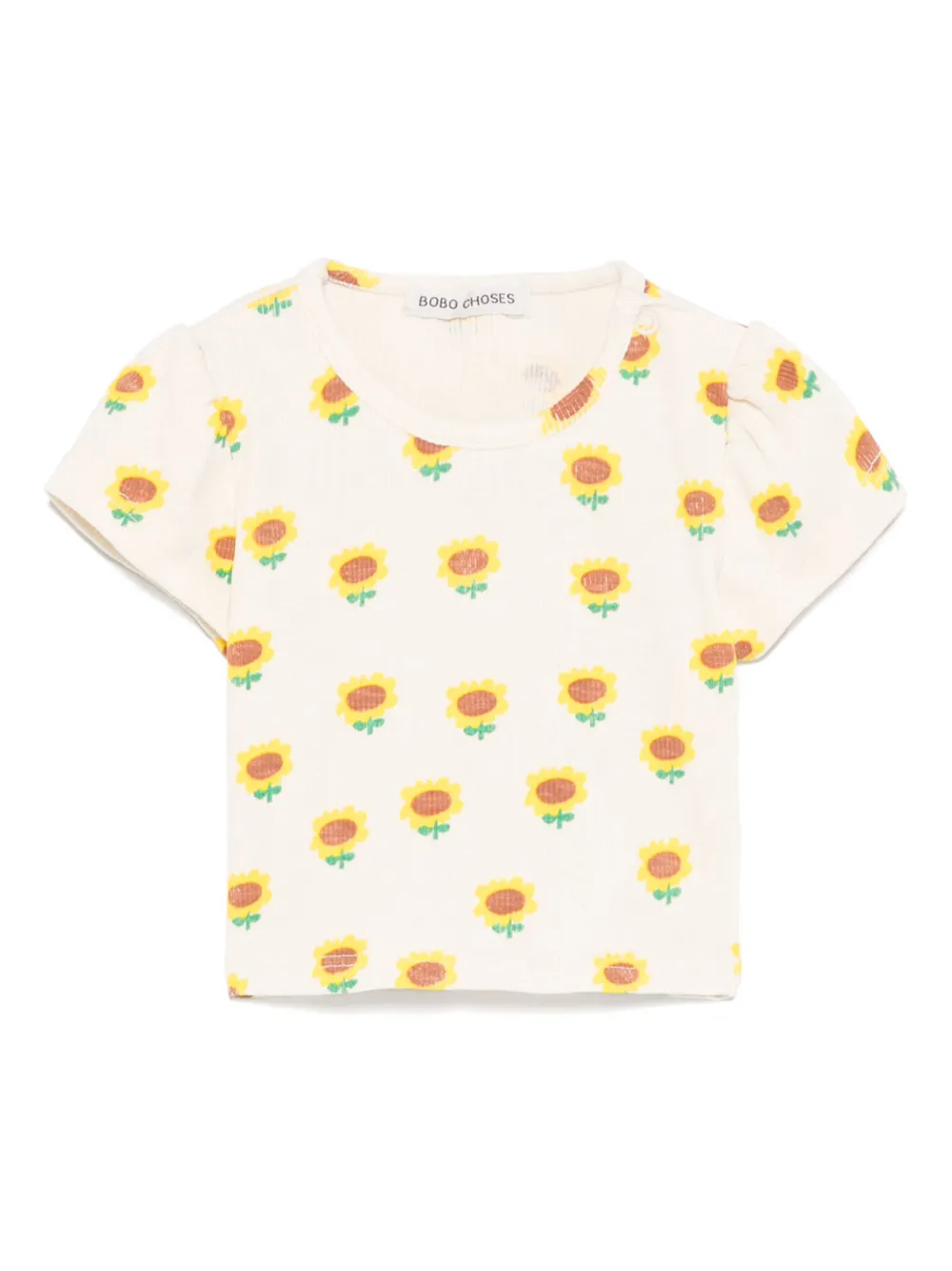 Bobo Choses T-shirt met zonnebloemprint Beige