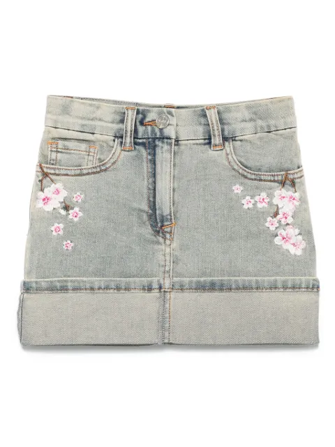 Monnalisa falda de mezclilla con bordado floral