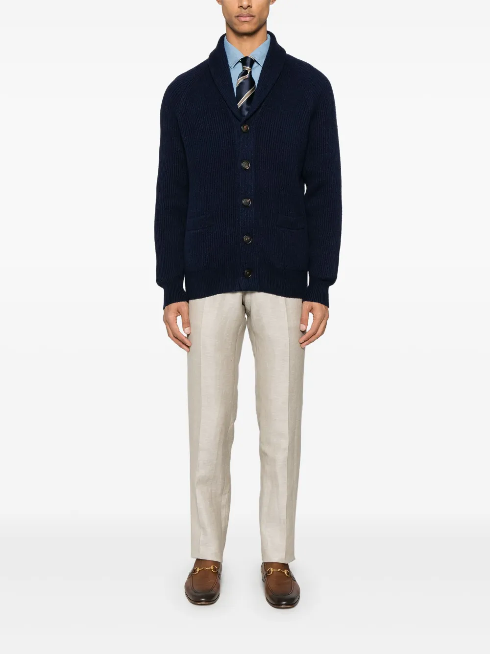 Brunello Cucinelli ribbed-knit cardigan - Blauw