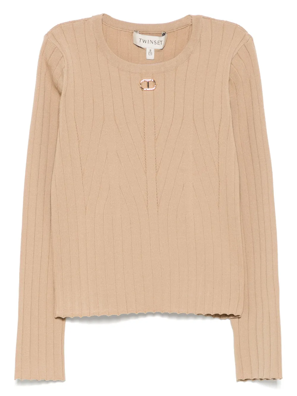 TWINSET Kids Sweater met logoplakkaat Beige
