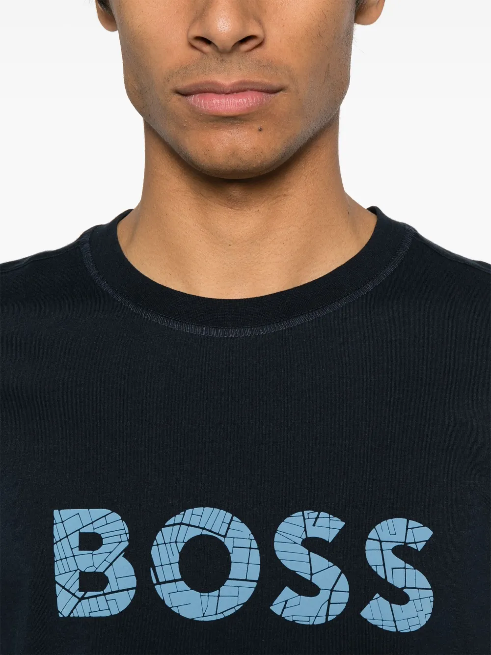 BOSS T-shirt met logoprint Blauw