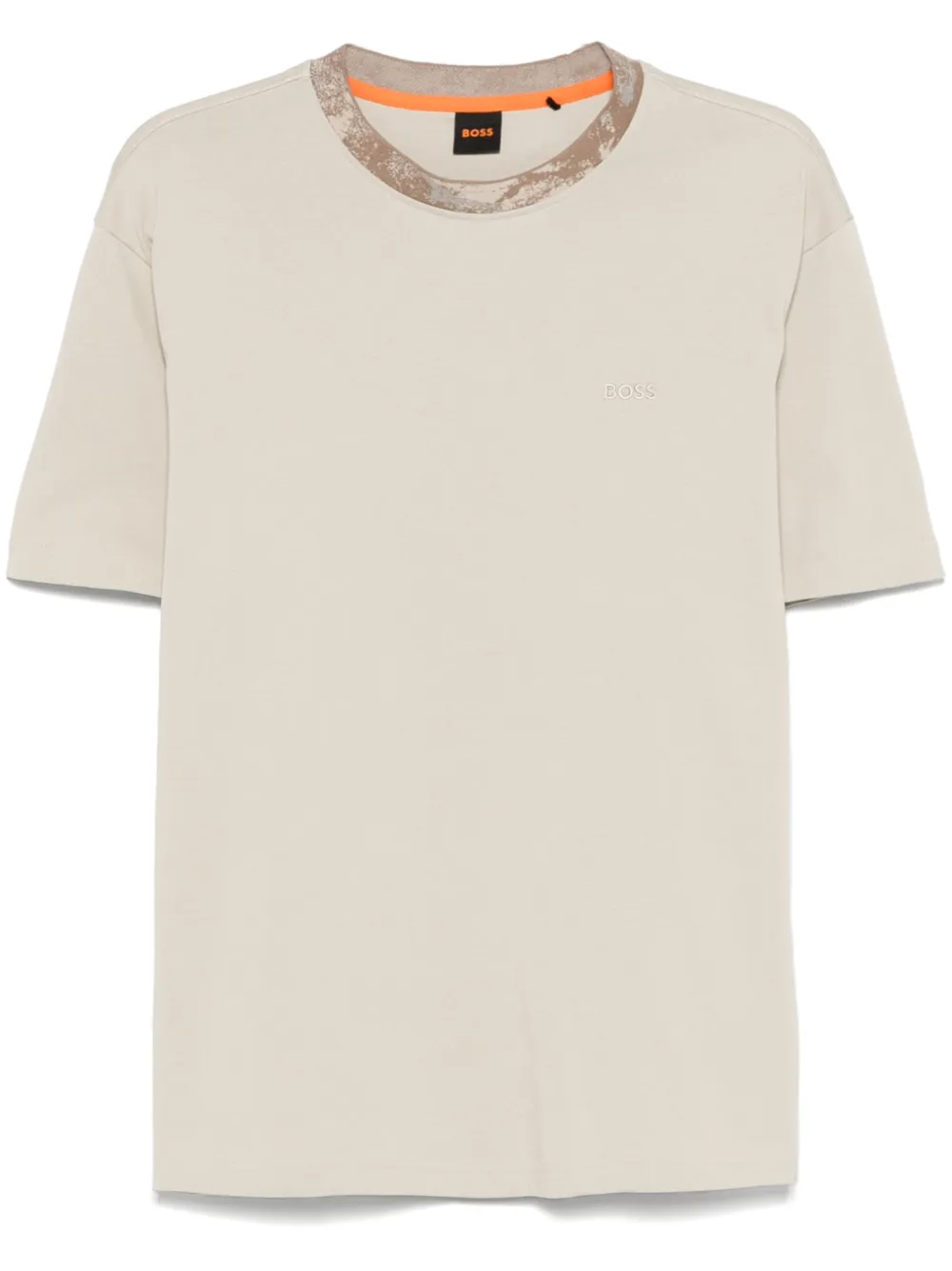Hugo Boss Logo-embroidered T-shirt In Neutrals