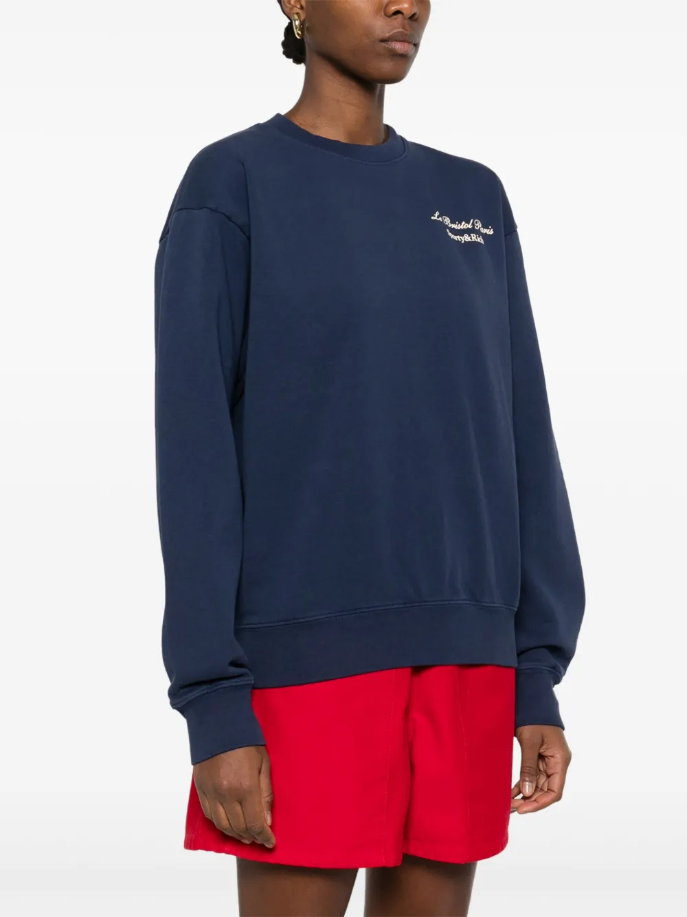 Sporty & Rich x Le Bristol Paris Faubourg sweater Blauw