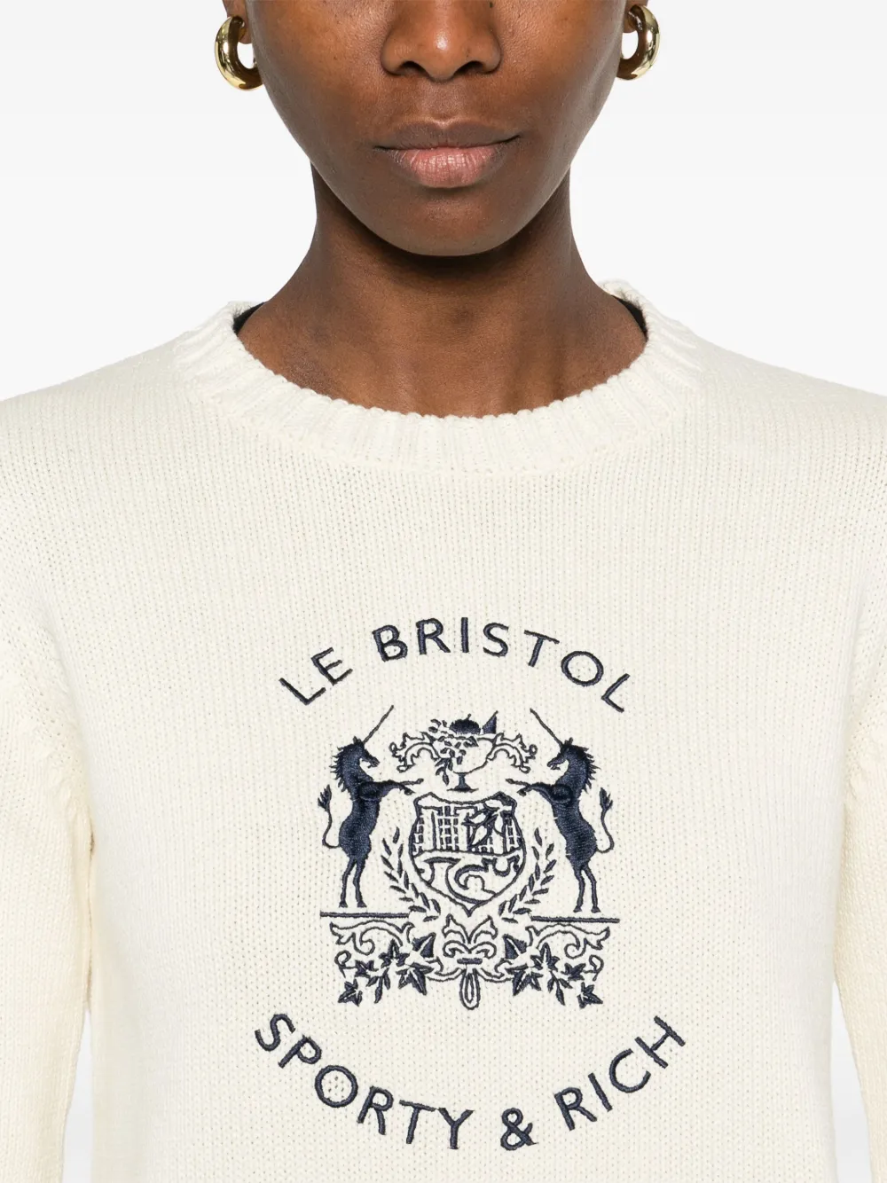 Sporty & Rich x Le Bristol Paris trui met borduurwerk Beige