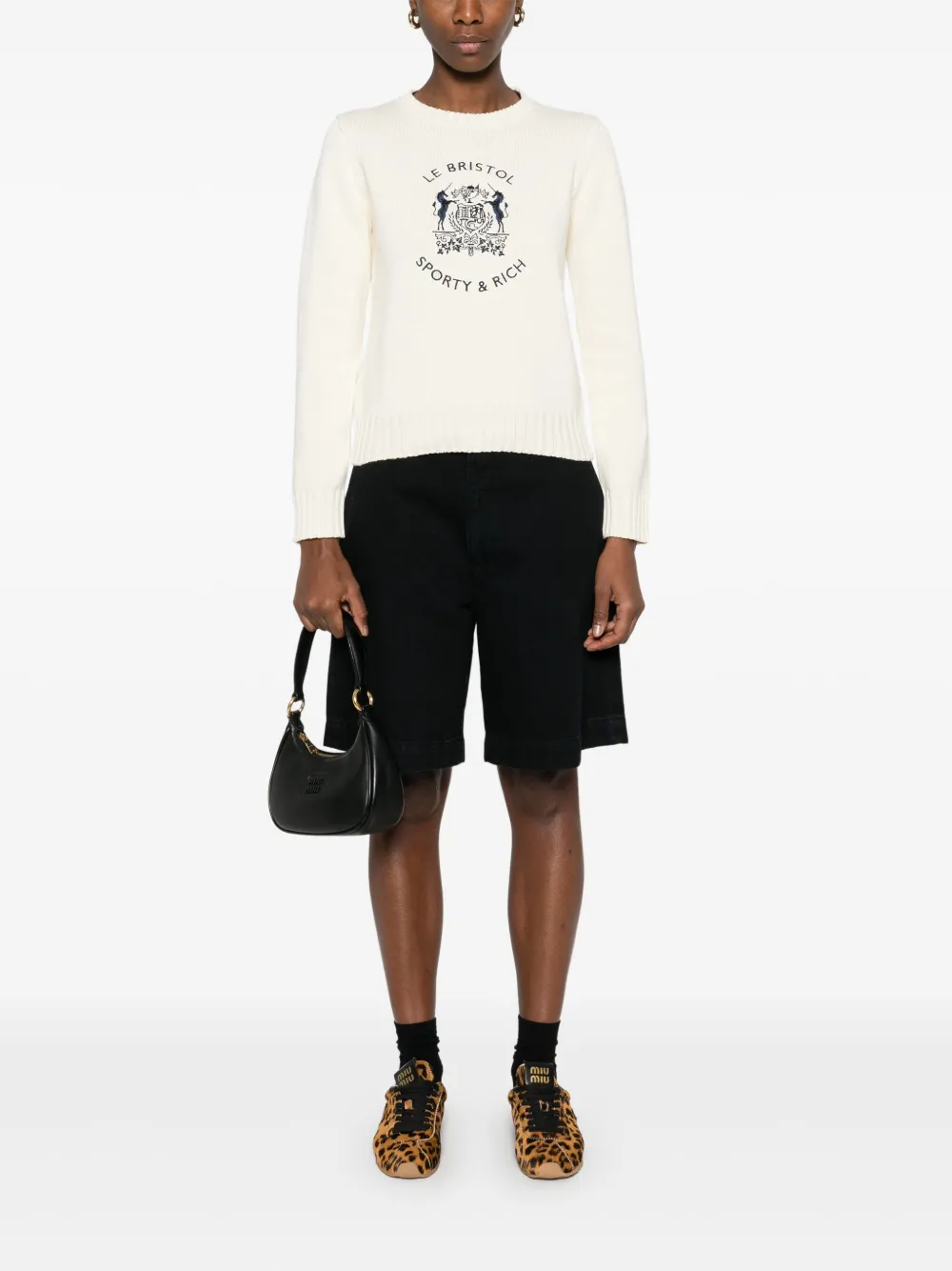 Sporty & Rich x Le Bristol Paris crest-embroidered sweater - Beige