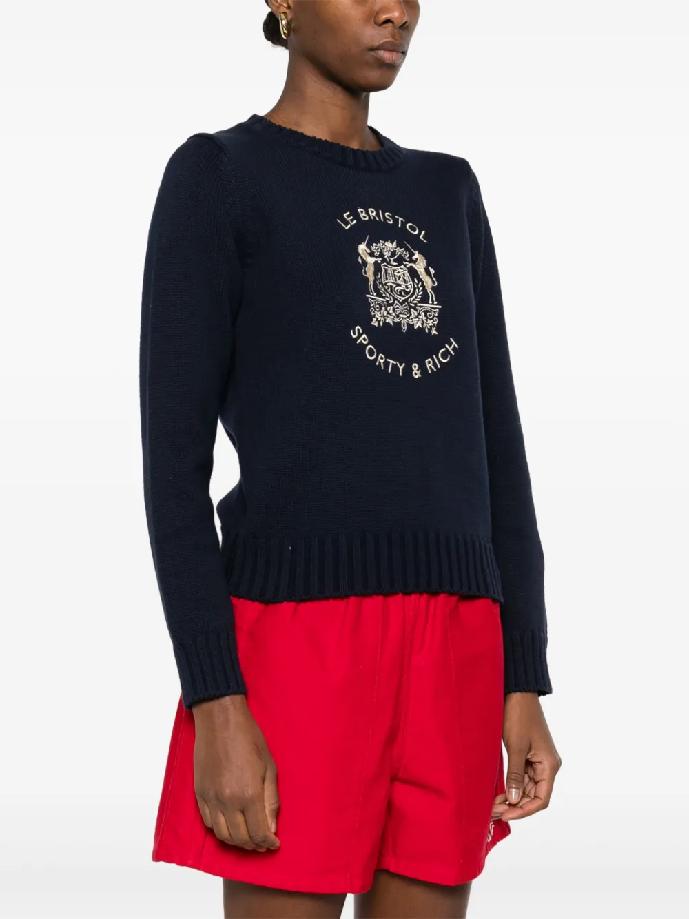 SPORTY AND RICH X LE BRISTOL PARIS CREST-EMBROIDERED SWEATER