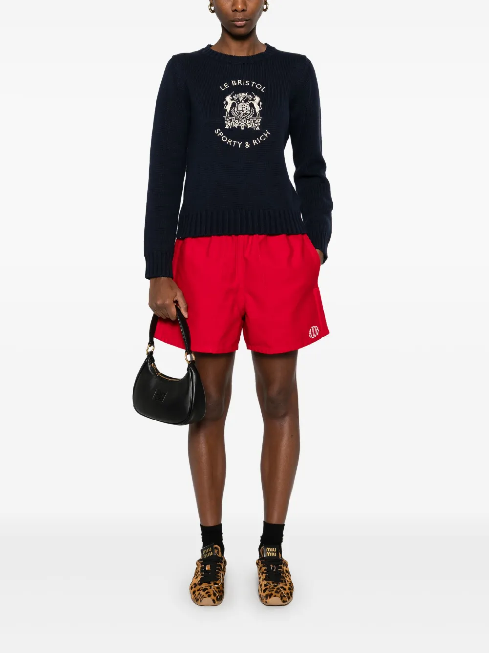 Sporty & Rich x Le Bristol Paris crest-embroidered sweater - Blauw