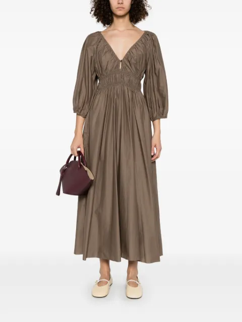 Matteau shirred plunge midi dress SPBDRPL - 1