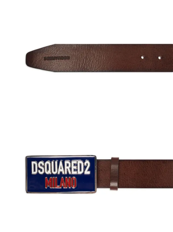 D SQUARED2 ロゴプレート バックル レザーベルト ブラウン DSQUARED2 - DSQUARED2 ベルト 型押し リザード レザー ロゴ