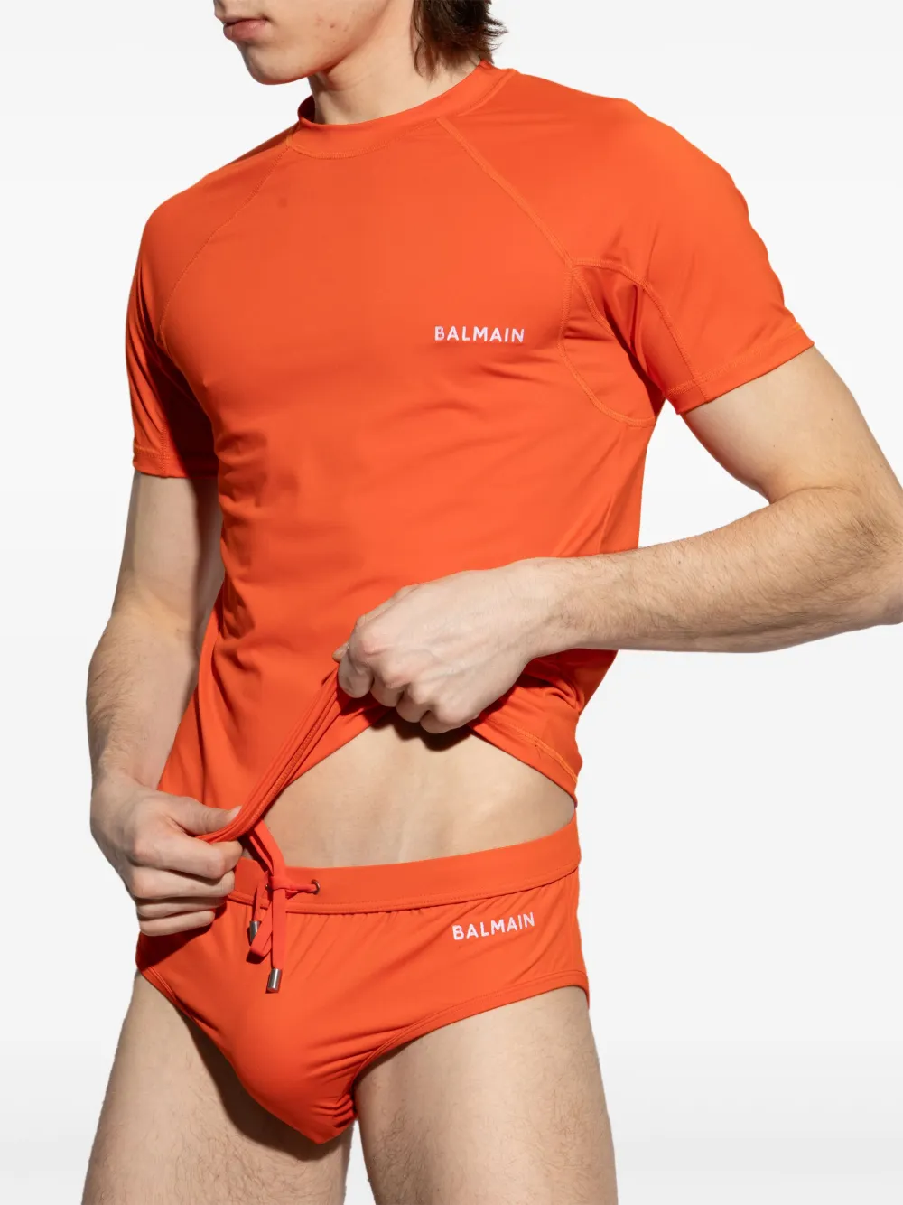 Balmain T-shirt met geborduurd logo Oranje