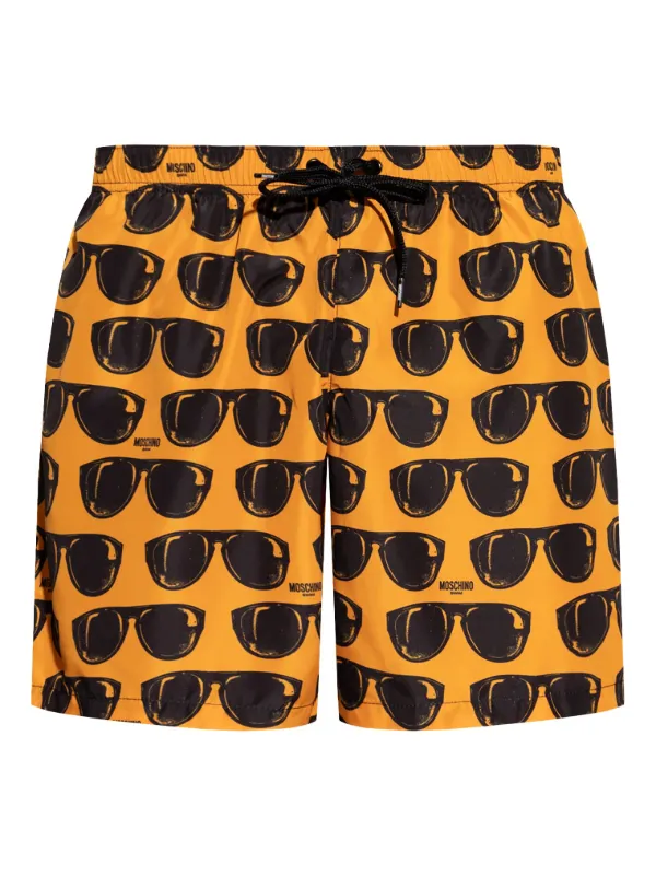 Moschino Glasses-pattern Swim Shorts in Orange