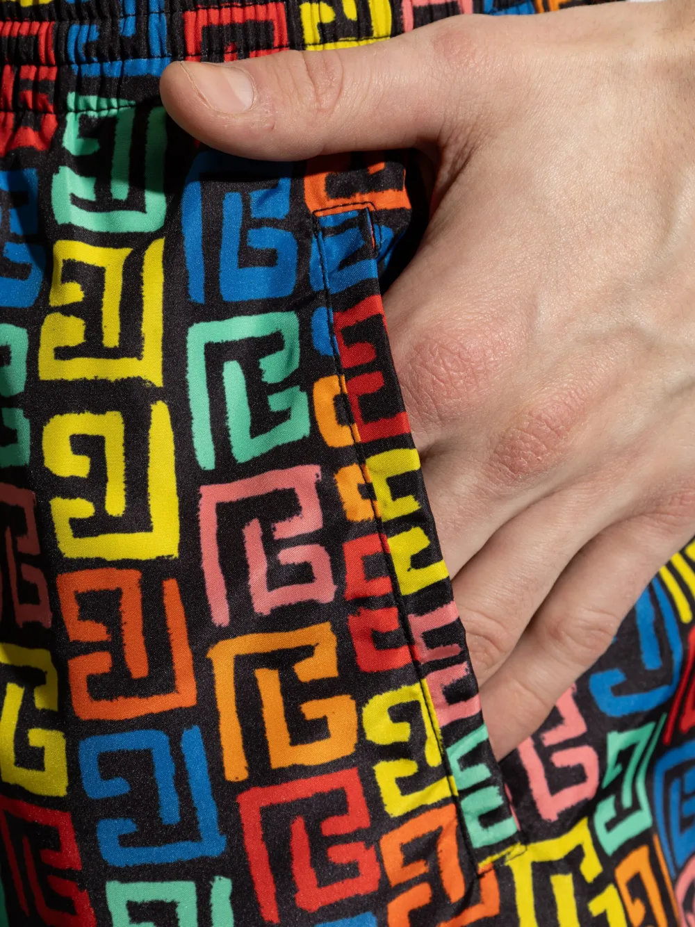BALMAIN MONOGRAM-PRINT SWIM SHORTS