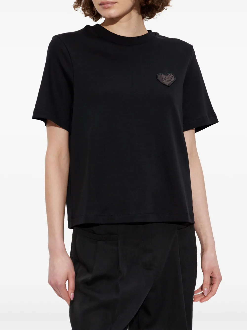 Allsaints Womens Black Lover Lisa Embroidered Cotton-jersey T-shirt