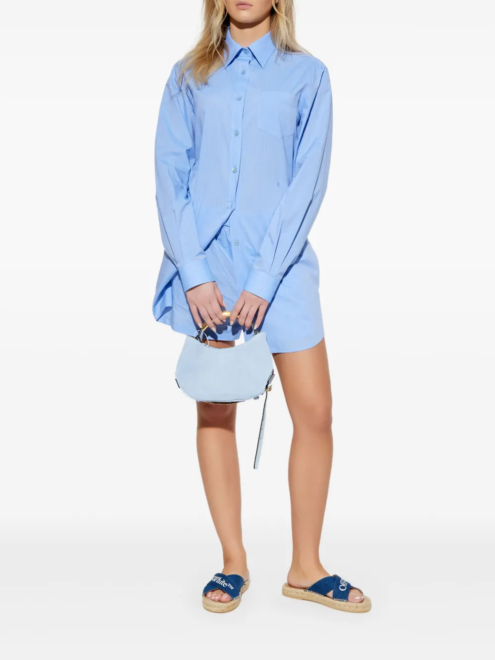 Moschino logo-embroidered shirt dress - Blauw