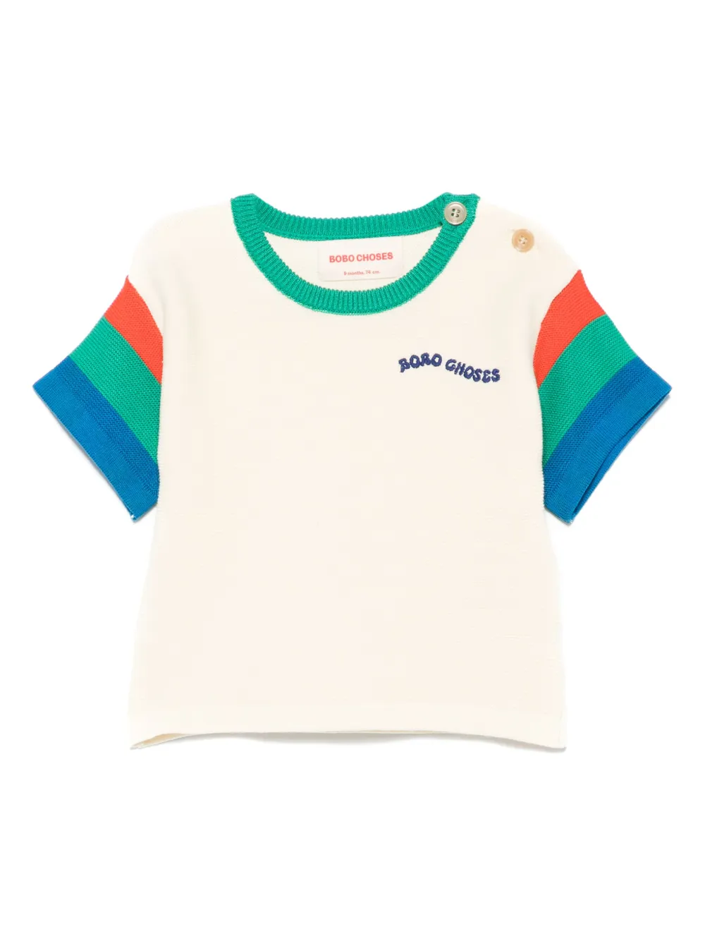 Bobo Choses T-shirt met colourblocking Beige