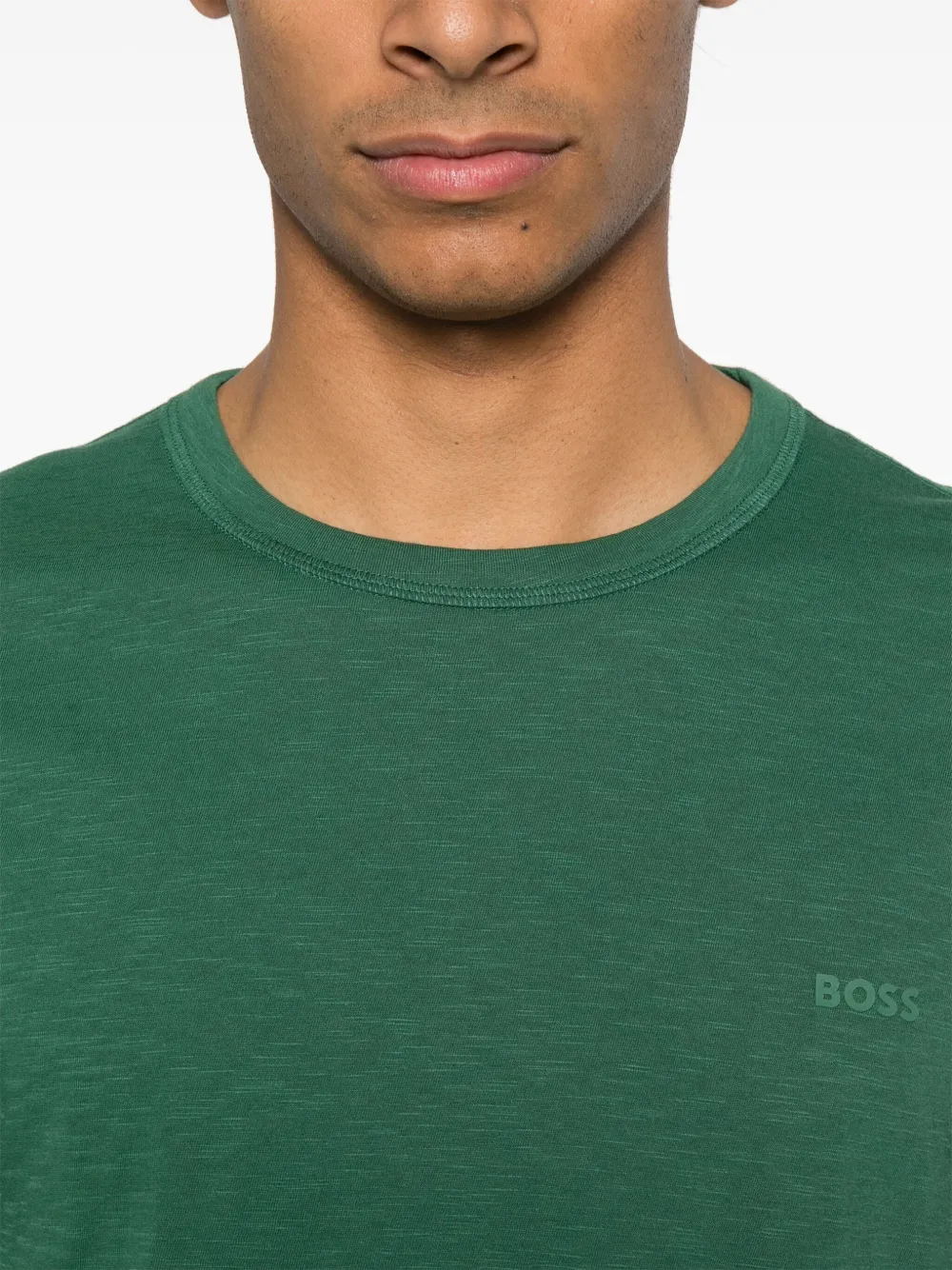 Shop Hugo Boss Logo-tape T-shirt In Green