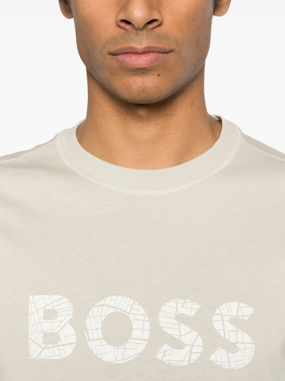 BOSS T-shirt met logoprint Beige