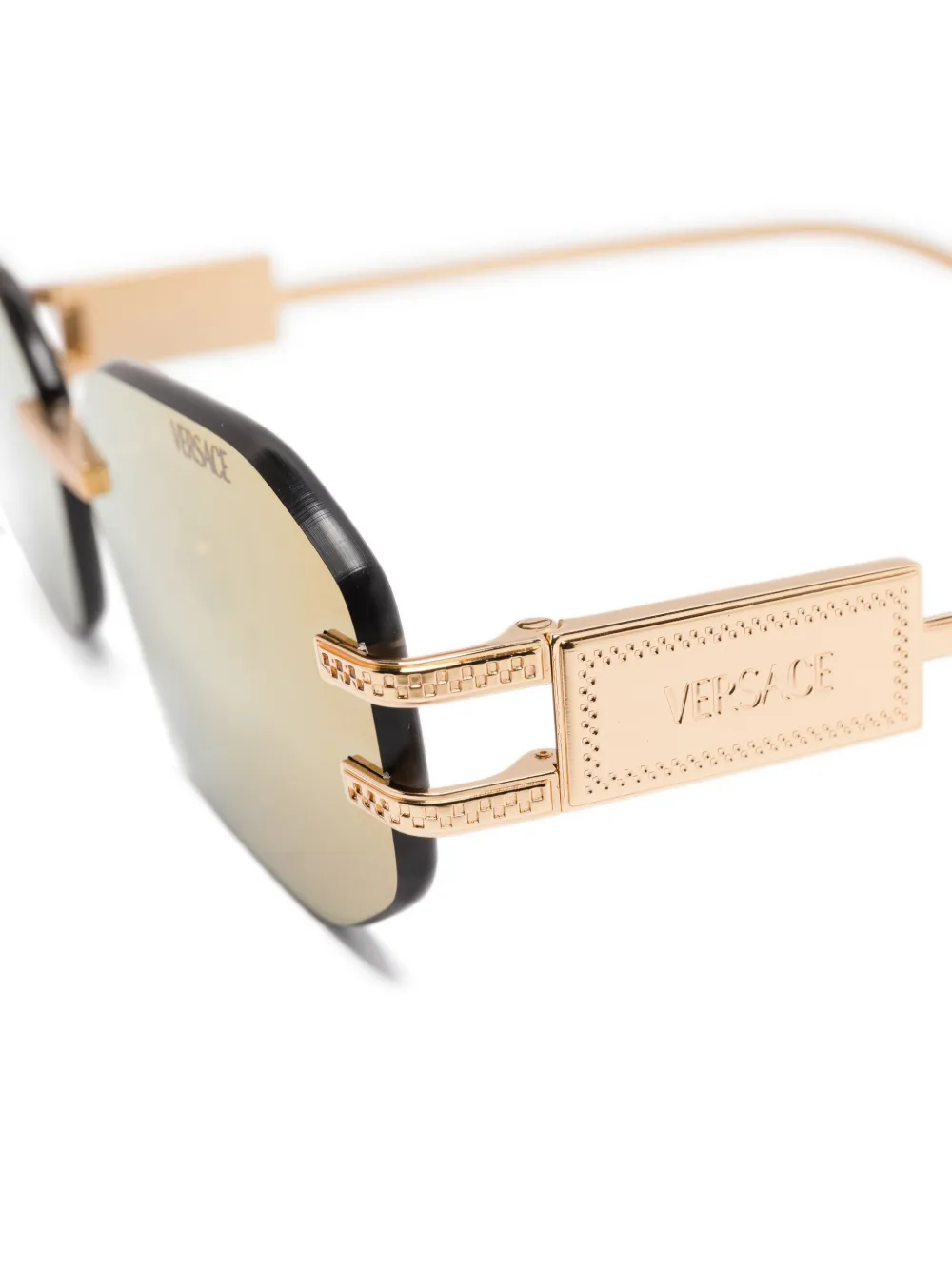 Versace Eyewear Damier zonnebril met plakkaat Goud
