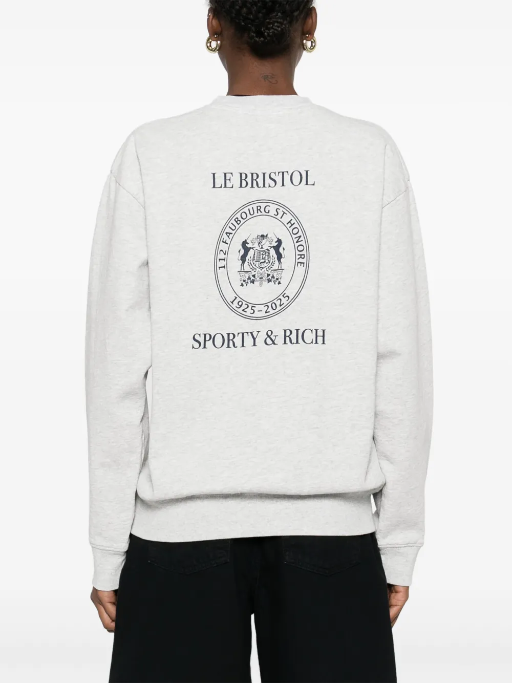 Sporty & Rich x Le Bristol Paris sweater met zeehondenprint Grijs