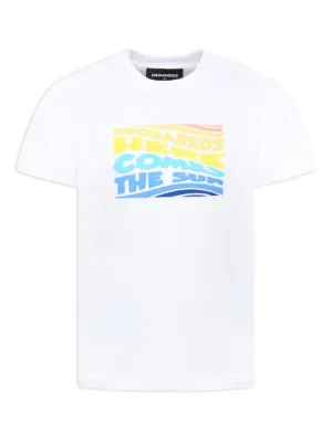 logo-print cropped T-shirt