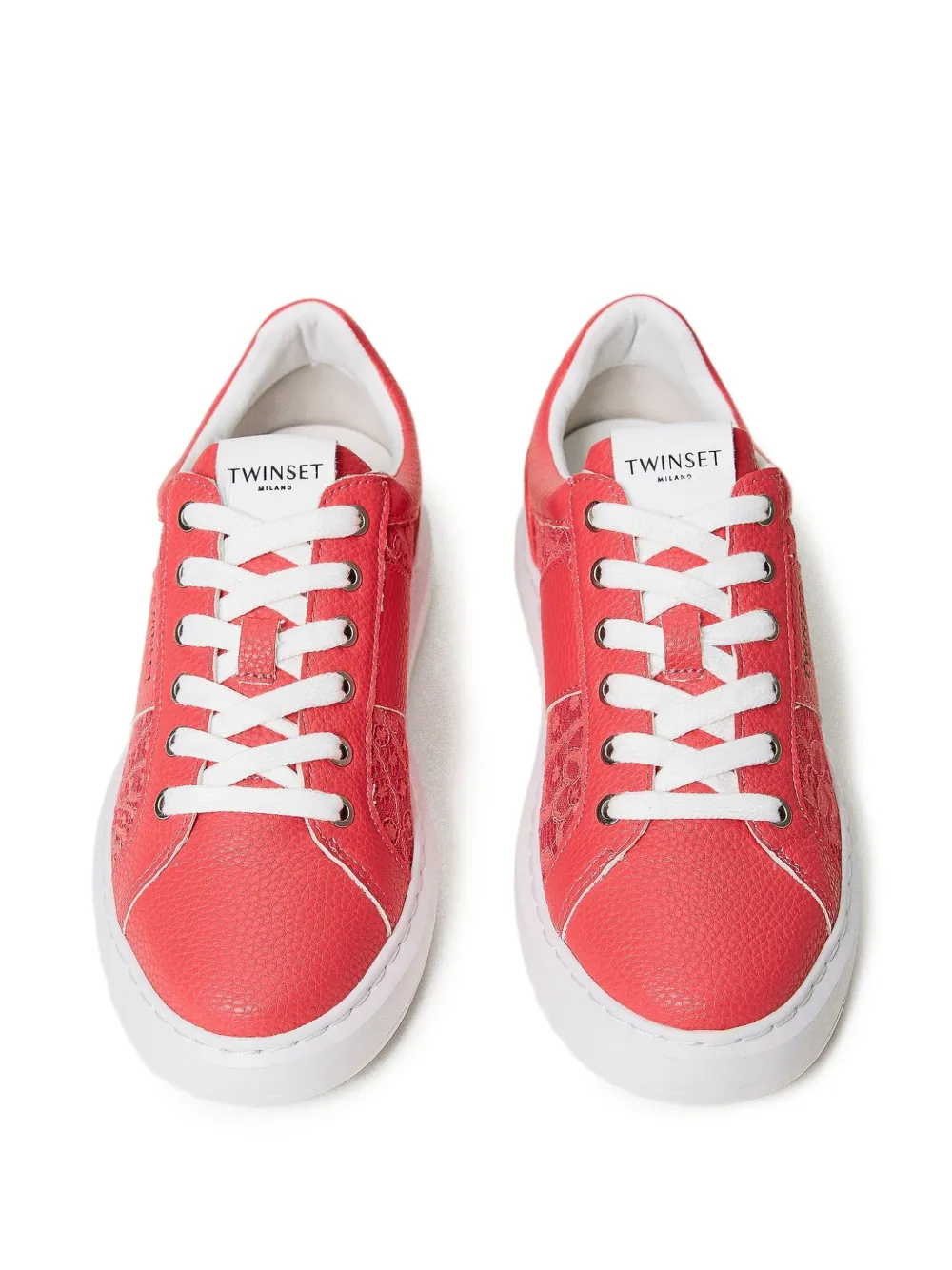 TWINSET lace-panelled sneakers Red
