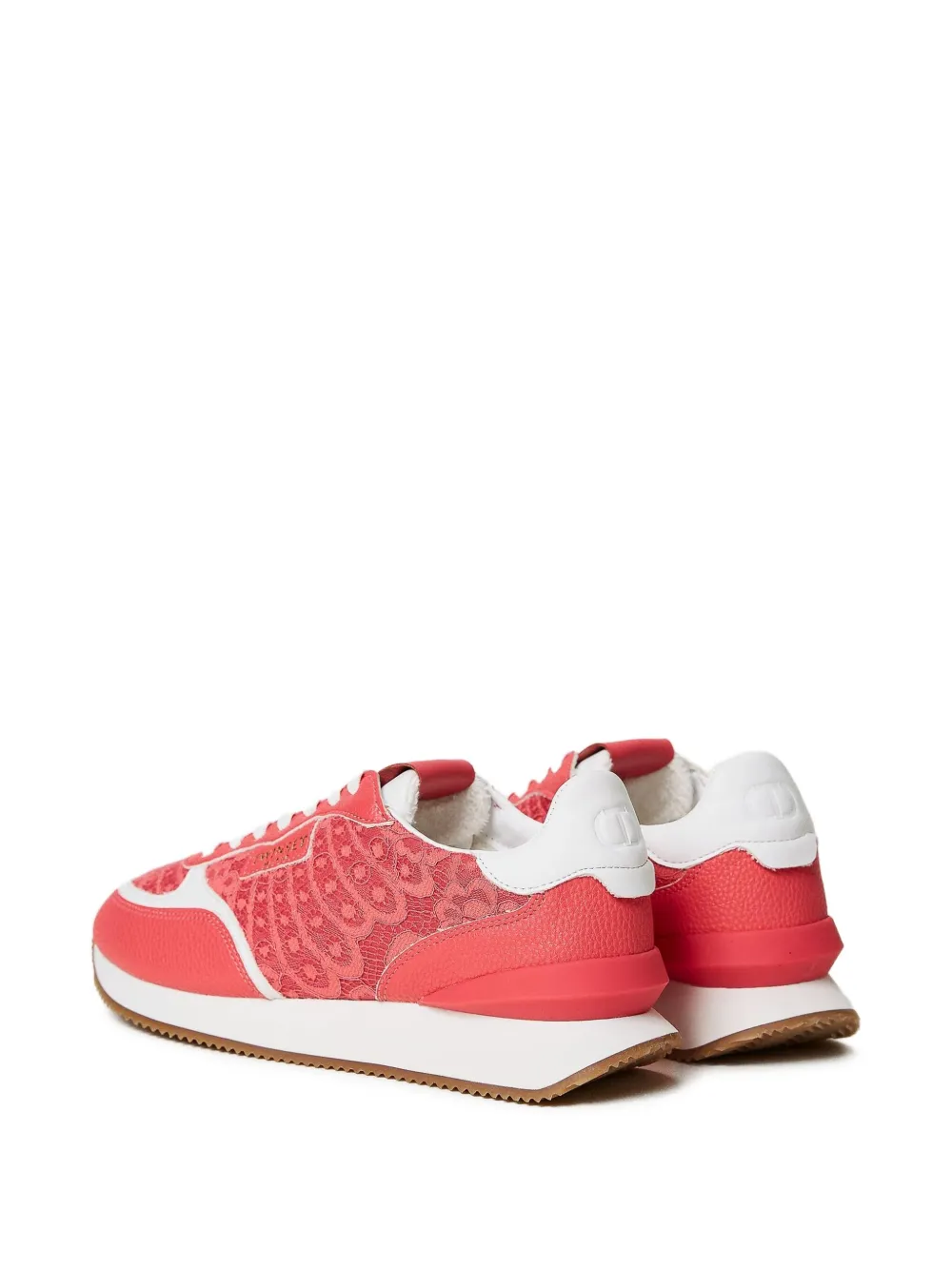 TWINSET lace-panelled sneakers Red