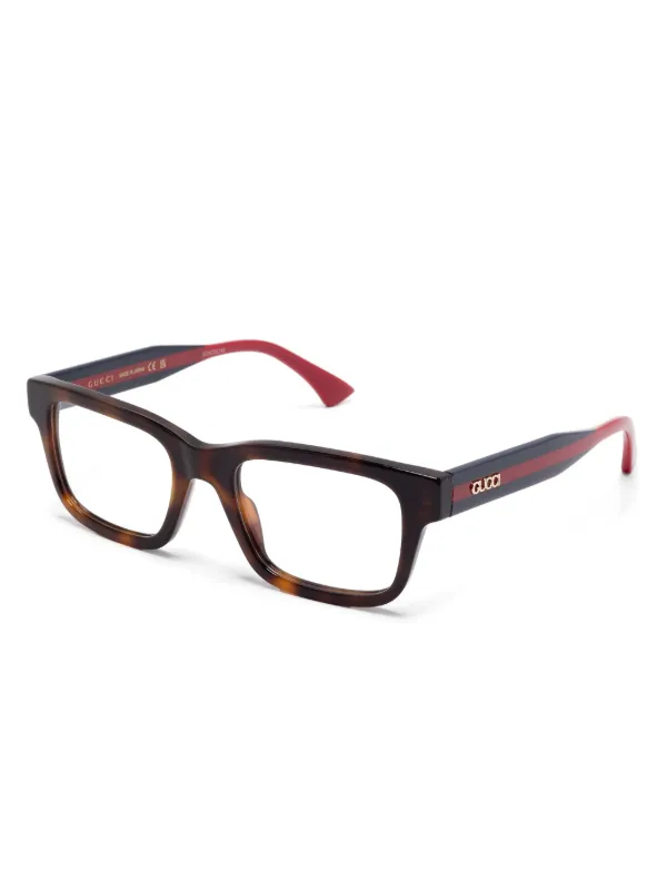 Gucci Eyewear スクエア眼鏡フレーム | ブラウン | FARFETCH JP