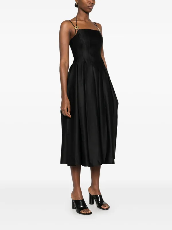 Stine Goya Satijnen midi-jurk Zwart FARFETCH NL