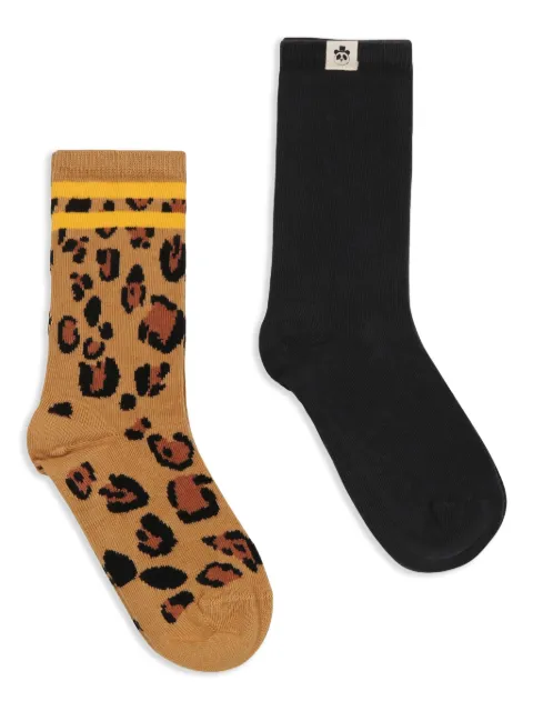 Mini Rodini set de dos pares de calcetines con estampado de leopardo