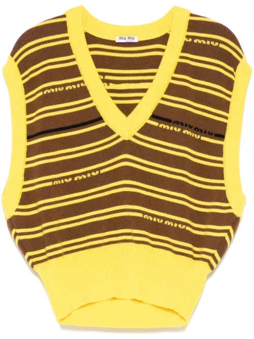 Débardeur rayé à logo (années 2010-2020) - Miu Miu Pre-Owned - Modalova