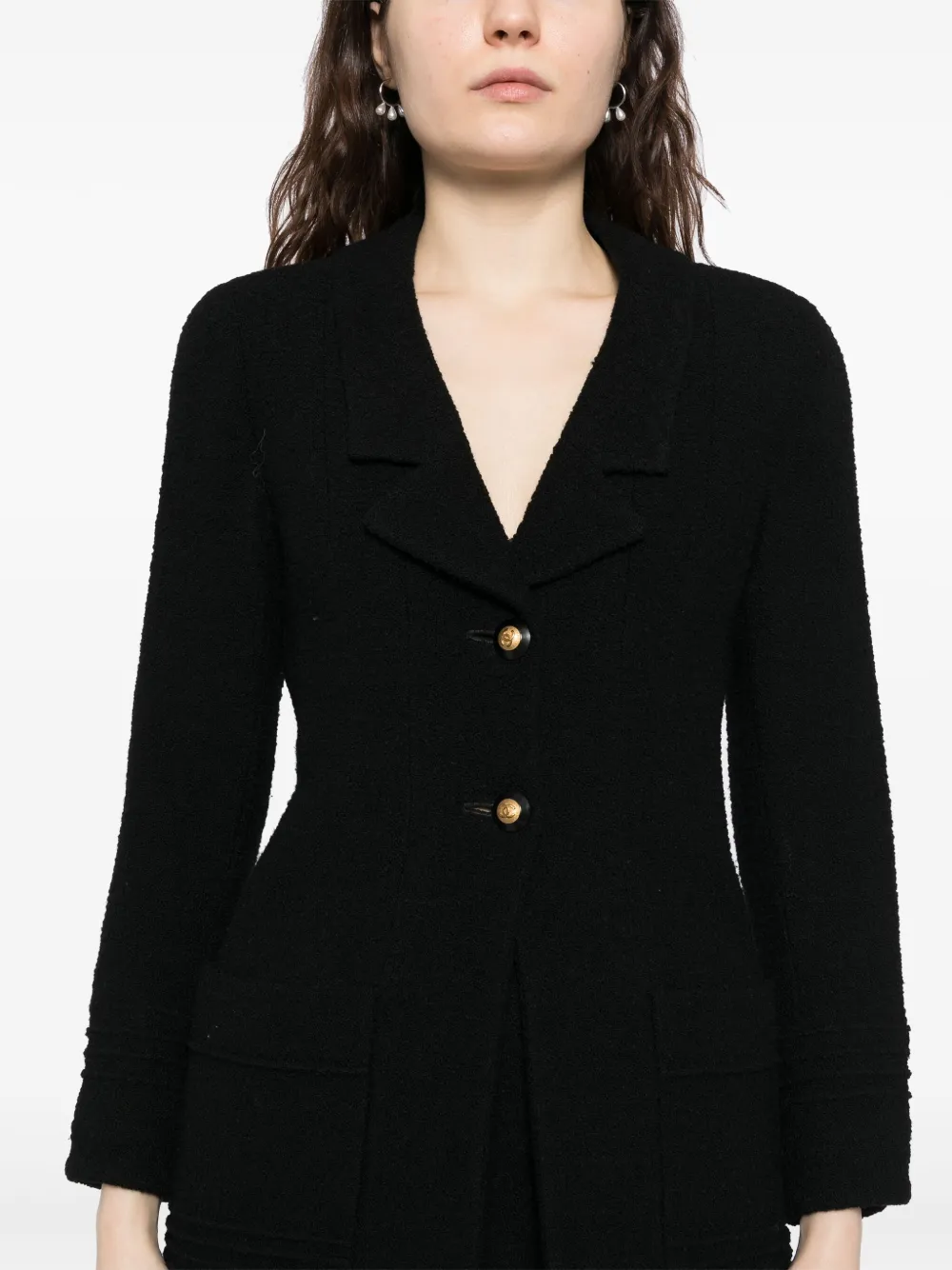 Pre-owned Chanel 1990s Cc Mark Buttons Suit In Black