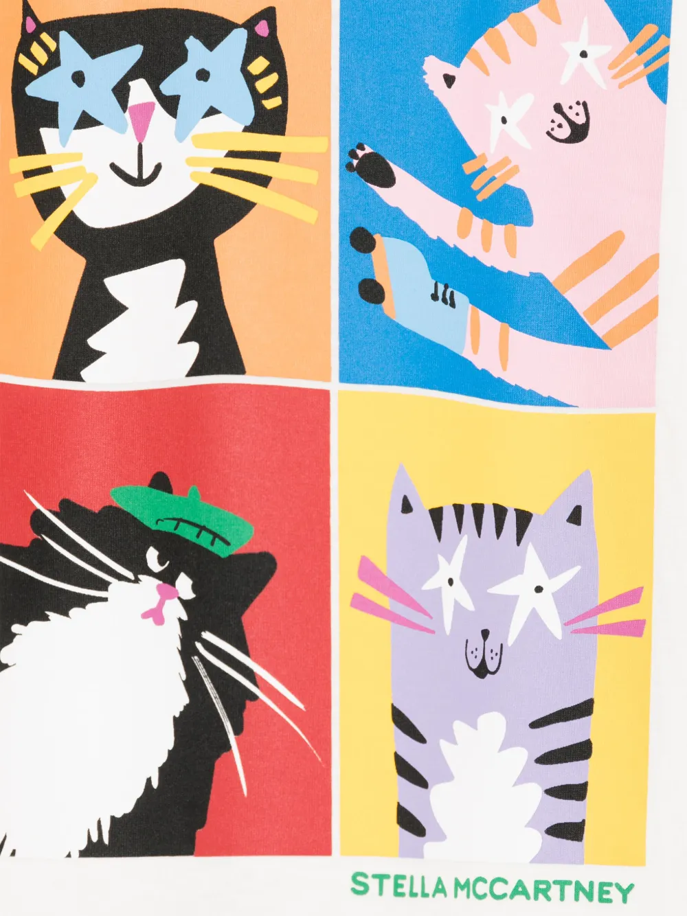 Stella McCartney Kids T-shirt met kattenprint Wit
