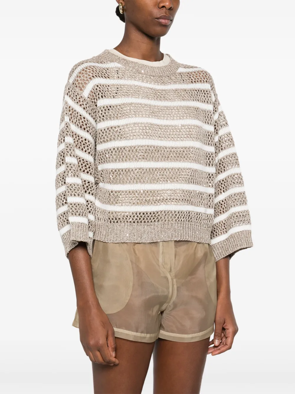 Brunello Cucinelli Gestreepte trui Beige
