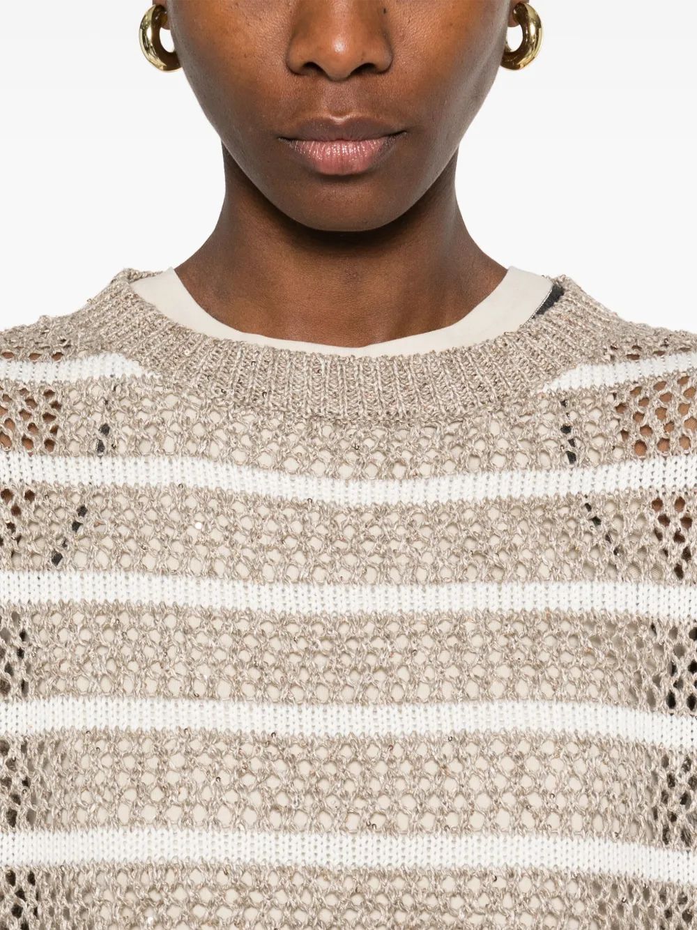 Brunello Cucinelli Gestreepte trui Beige