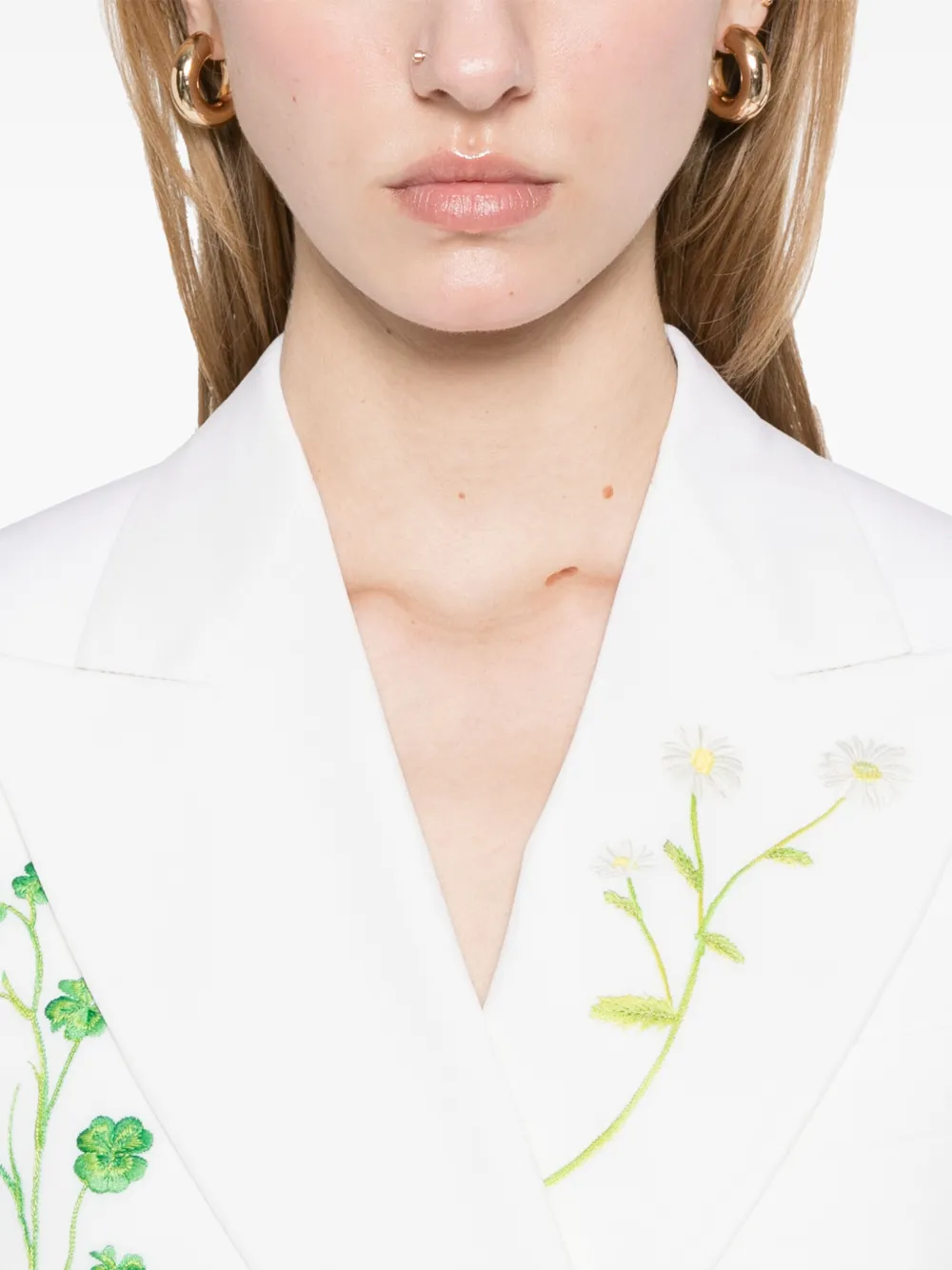 Stella McCartney Blazer met geborduurde bloemen Beige