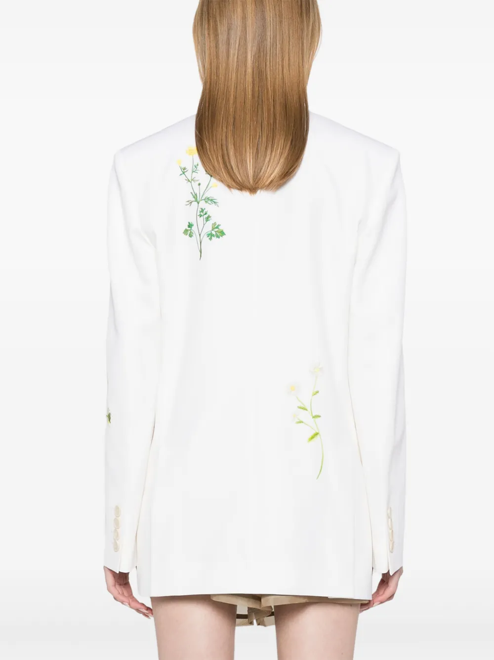 Stella McCartney Blazer met geborduurde bloemen Beige
