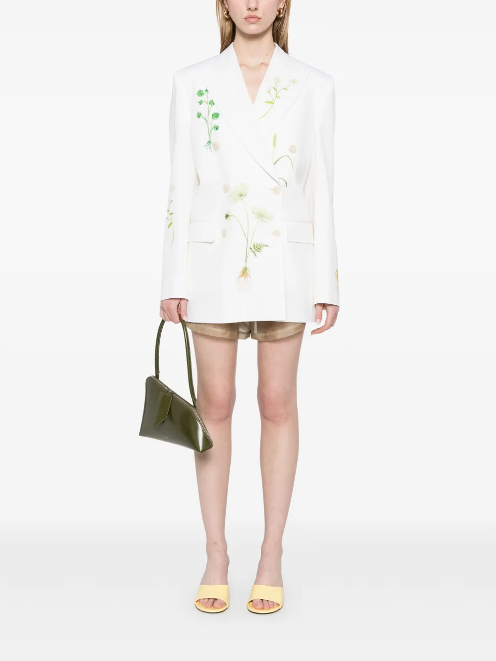 Stella McCartney Blazer met geborduurde bloemen Beige