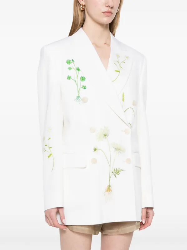 Stella McCartney floral-embroidered Blazer | Neutrals | FARFETCH