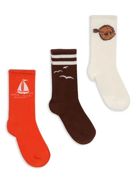 Mini Rodini set de dos pares de calcetines con barcos estampados