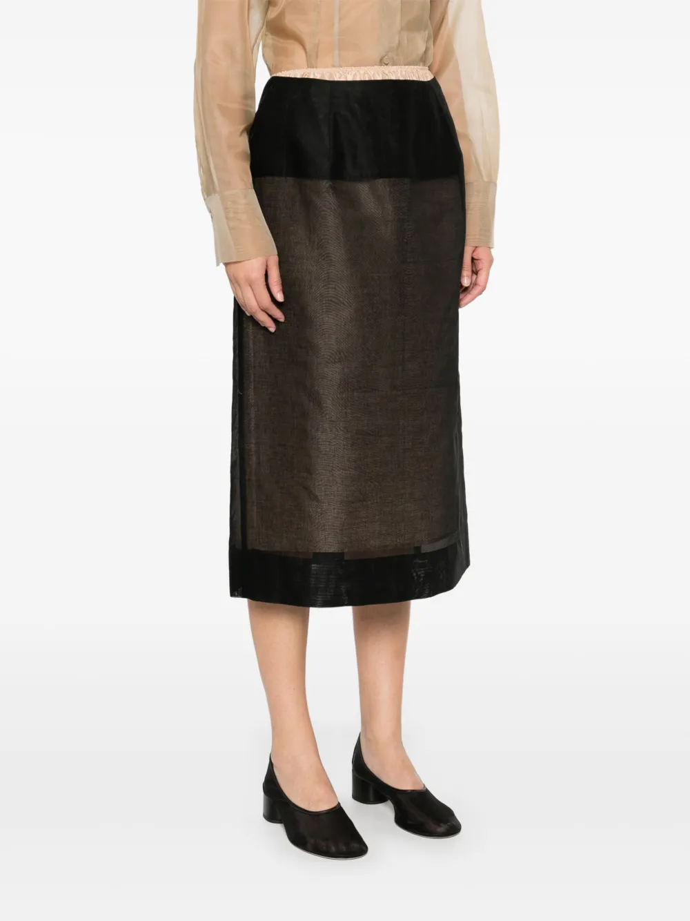 Shop Carven Layered Midi Skirt In Black
